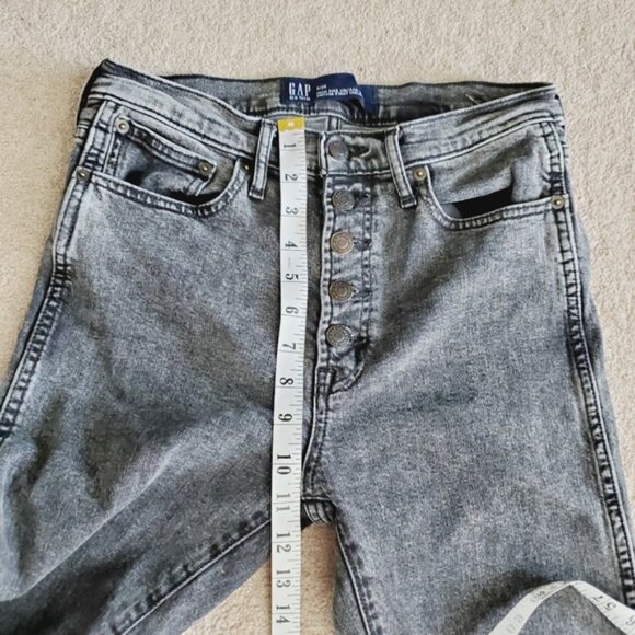 Gap High Rise Button Fly Retro Vintage Slim Straight Grey Jeans 28 - Picture 8 of 10